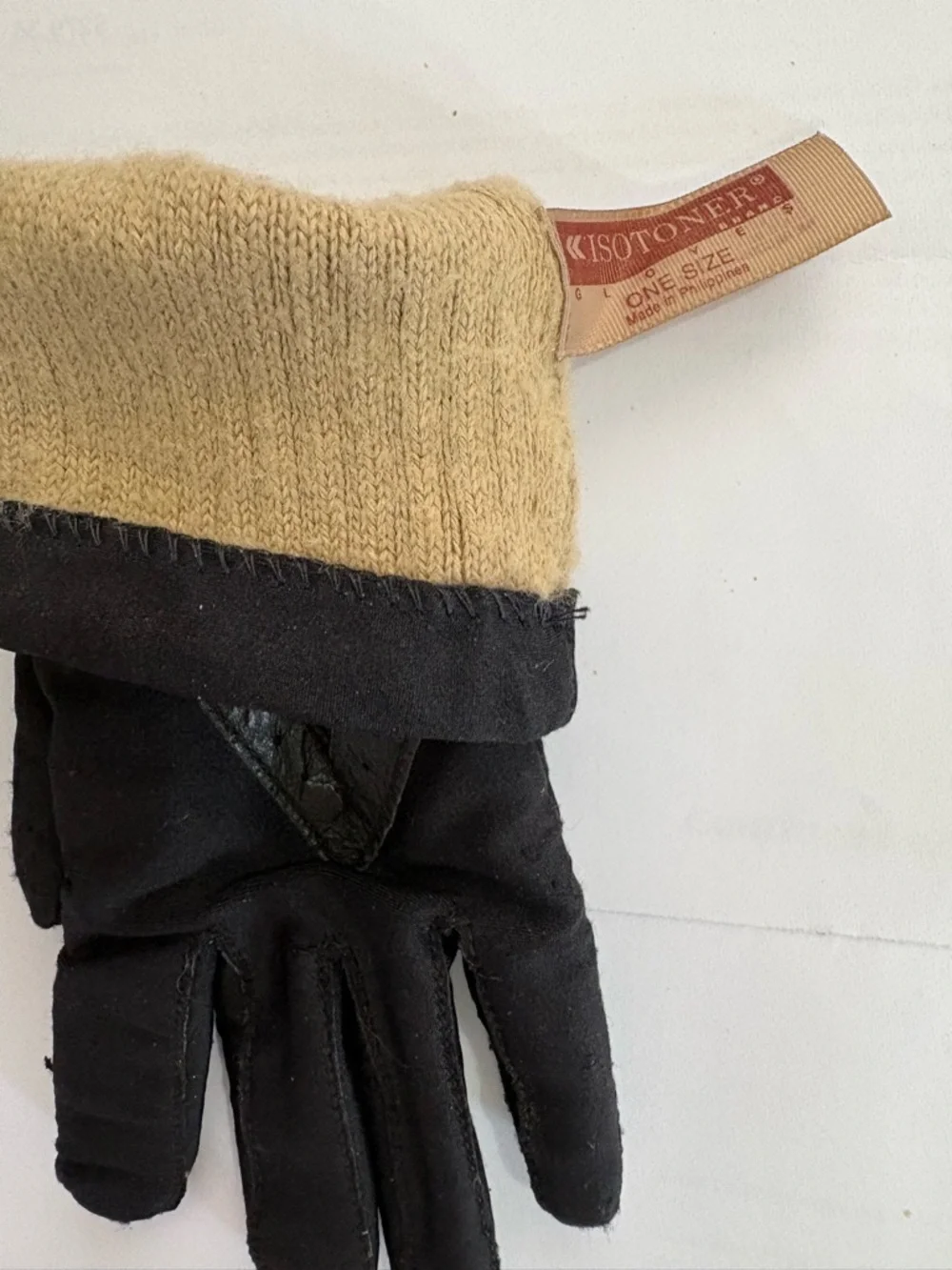 Female Black Dress Gloves with Leather Trim can fit to medium hands. - Picture 2 of 2